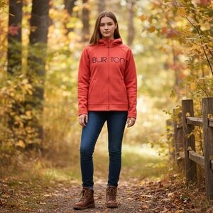 Burton Orange And White Polka Dot WB Peak Hoodoe Jacket Size Small